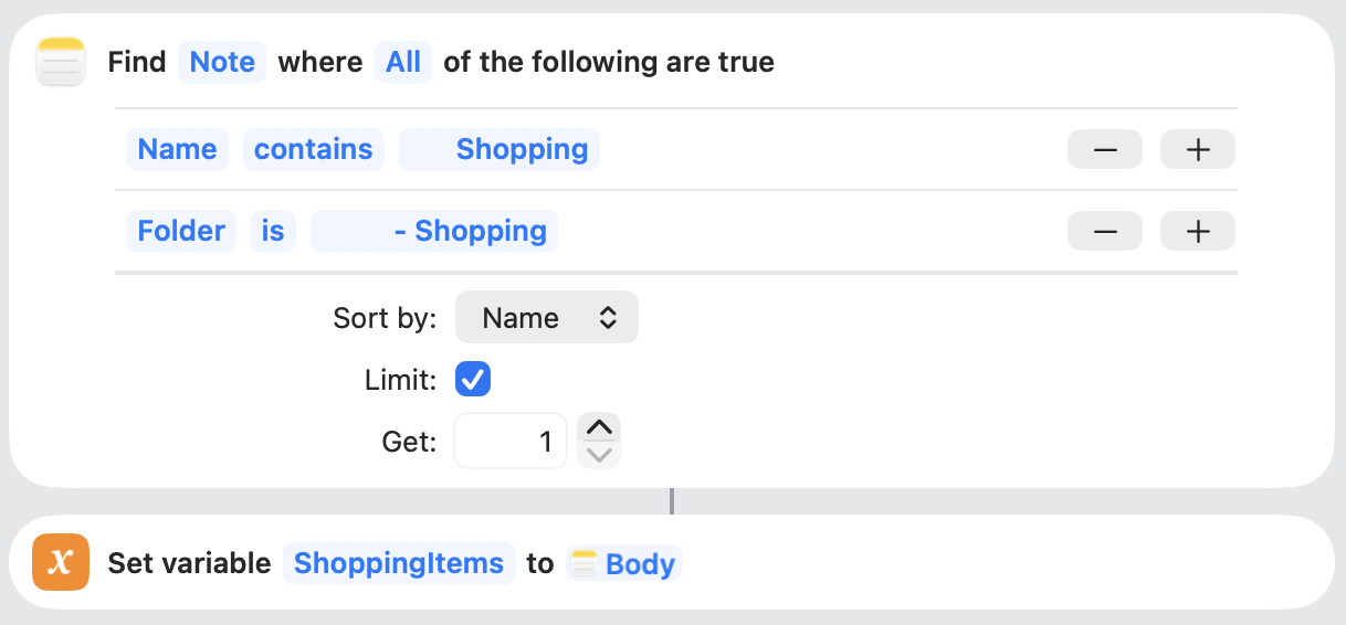 Retrieve shopping list